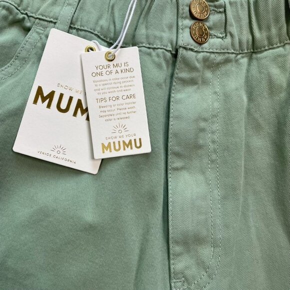 Show Me Your MuMu Womans Green Denim Mom Jeans Size 40 u High Rise Cropped - Picture 3 of 9